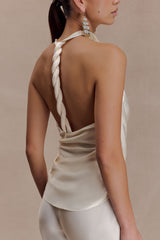 Bianca Saten Askılı Üst - Fildişi