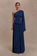 Vivica Slinky Toparlanmış Uzun Etek - Gece Yarısı Laciverti