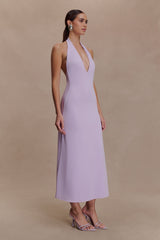 Genie Slinky Halter Midi Elbise - Leylak