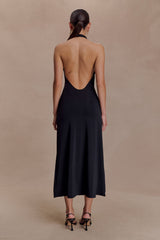 Genie Slinky Halter Midi Elbise - Siyah