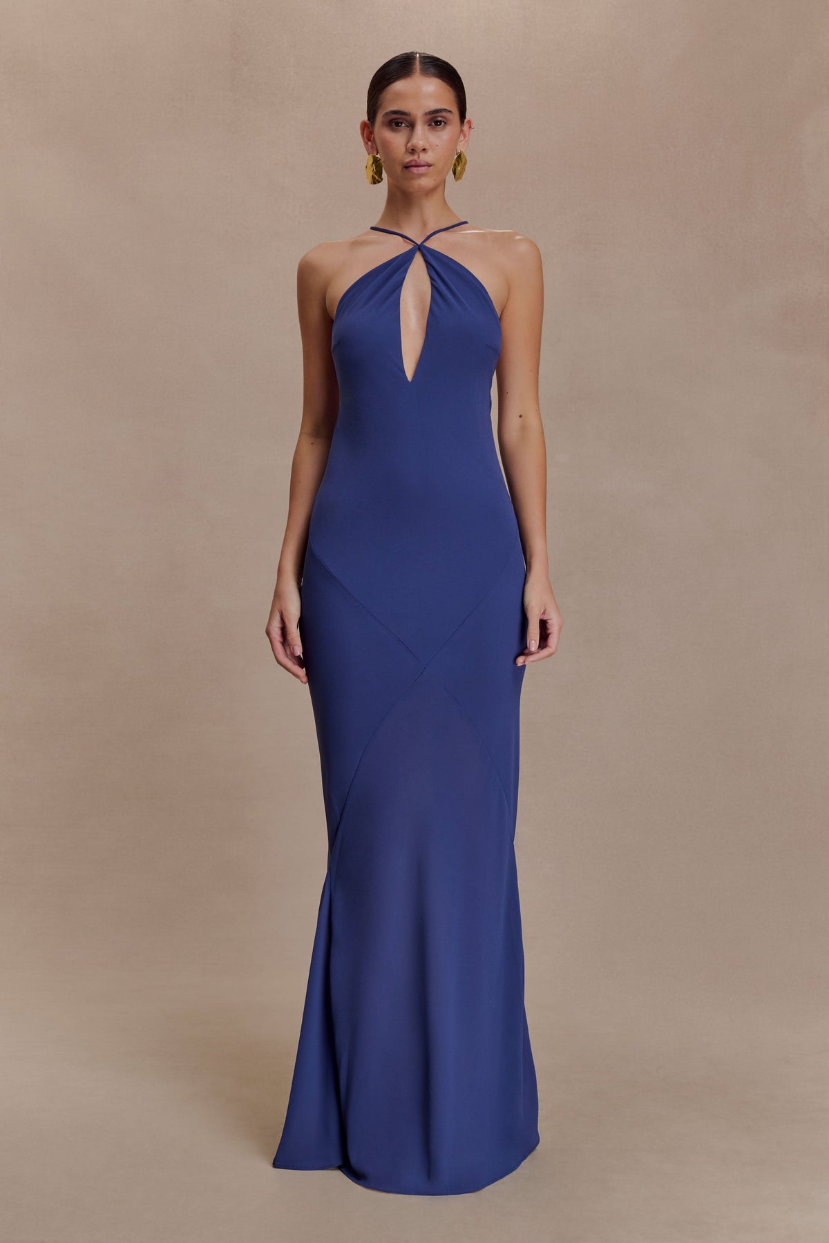 Nerea Slip Halter Uzun Elbise - Mor Mürekkep