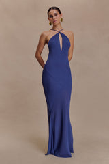 Nerea Slip Halter Uzun Elbise - Mor Mürekkep