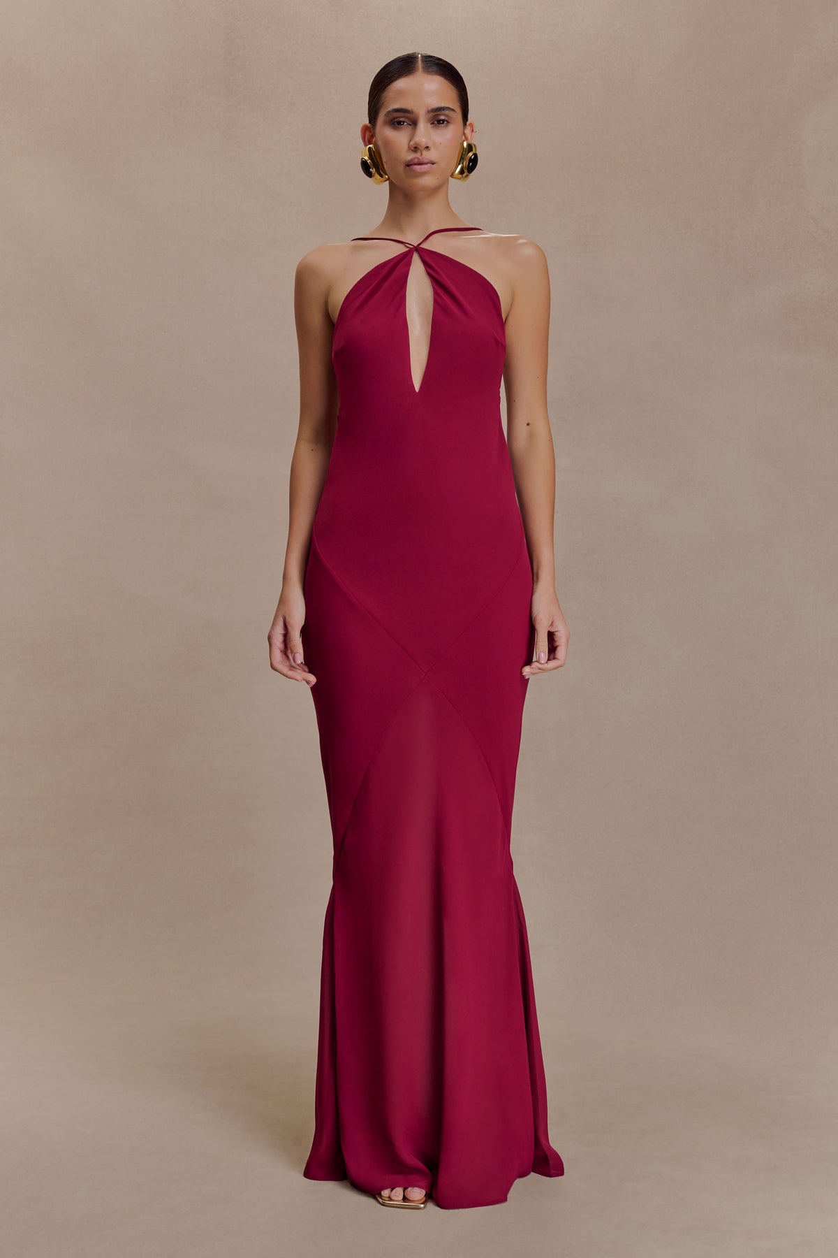 Nerea Slip Halter Uzun Elbise - Kiraz Kırmızısı