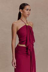 Celina Şifon Askılı Üst - Kiraz Kırmızısı