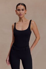 Blanca Streç Krep Atlet Üst - Siyah