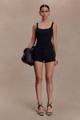 Blanca Streç Krep Atlet Üst - Siyah