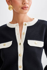 Tabitha Kontrast Örgü Hırka - Siyah