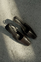 Maren Suni Deri Timsah Topuklu Ayakkabı - Çikolata