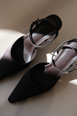 Marley Saten Sivri Topuklu Ayakkabı - Çikolata