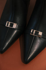 Astra Suni Deri Tokalı Bot - Siyah