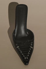 Joanne Patent Bağcıklı Topuklu Ayakkabı - Siyah