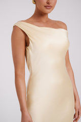 Yvette Slip Uzun Elbise Asimetrik Etek Ucu - Butter