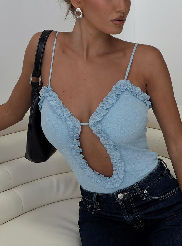 Rhyde Derin Volanlı Bodysuit Mavi