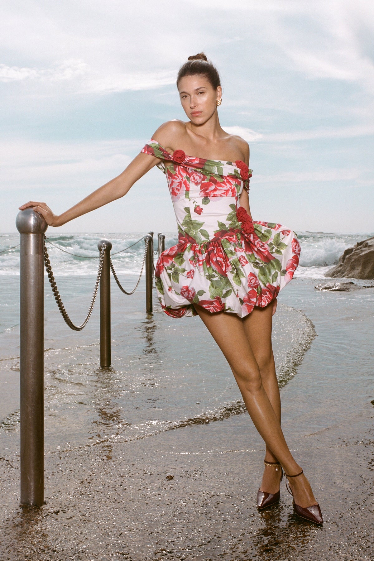 Giovanna Omuz Açık Mini Elbise - Sonia Gül Desenli