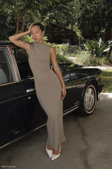 Taylor Draped Stretch Crepe Midi Elbise - Mantar