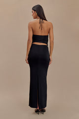 Tyla Draped Slinky Halter Maxi Elbise - Siyah